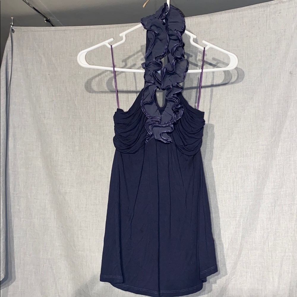 Express Purple Ruffled Halter Top